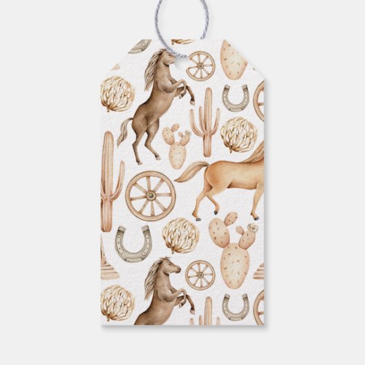 Moderne Westerne Rodeo Waterverf Baby shower Favor Cadeaulabel (Achterkant)