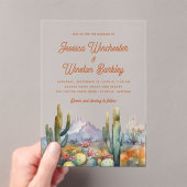 Moderne Westerne Terracotta Desert Cactus Landscha Acryl Uitnodigingen (Insitu (Draagbaar))