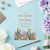 Moderne Westerne Terracotta Desert Cactus Landscha Acryl Uitnodigingen (Insitu (Huwelijk))