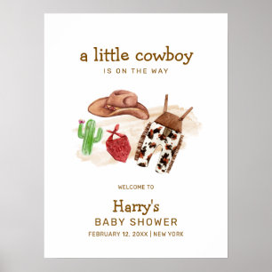 Moderne Westerse Cactus Cowboy Baby Shower Welkom  Poster