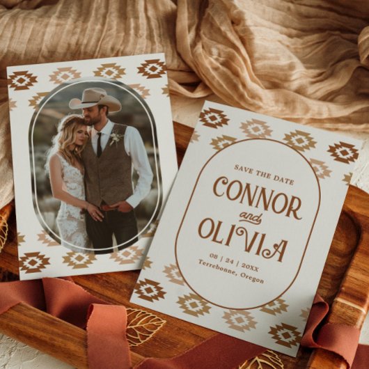Moderne Westerse Foto Save the Date Kaart