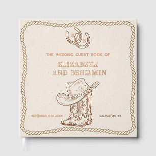 Moderne Westerse Hoefijzer Beginletters Cowboy Bru Gastenboek