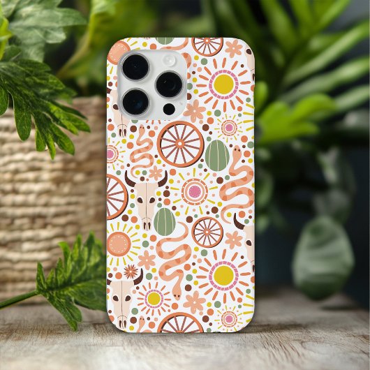 Moderne Westerse Koeienschedel Woestijn Zon Patroo Case-Mate iPhone Case