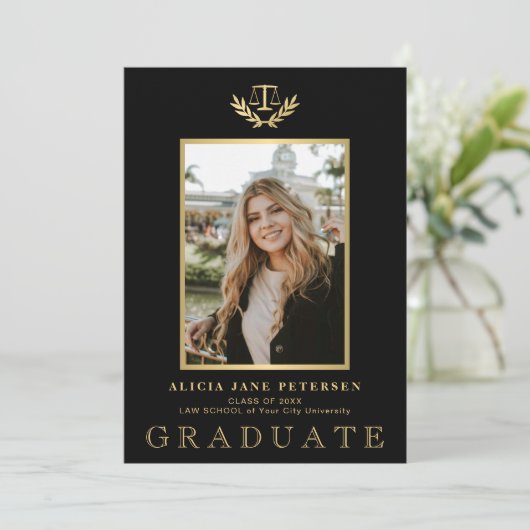 Moderne wet school afstuderen foto afstuderen aankondiging (Staand voorkant)
