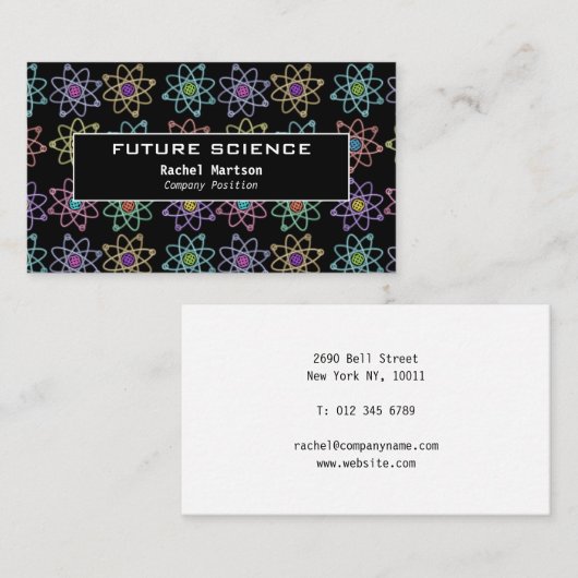 Moderne wetenschap atomaire structuur patroon visitekaartje (Voorkant / Achterkant)