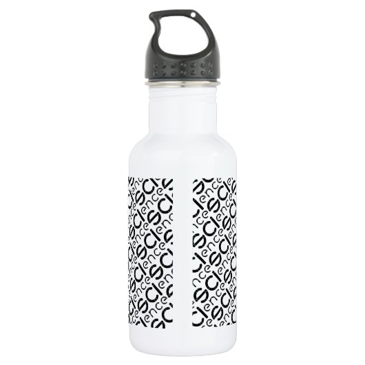 Moderne Wetenschap Zwart-wit Typografie Patroon St Waterfles (Achterkant)