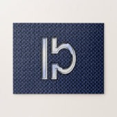 Moderne Weven-schild op Navy Blauwe Koolstofvezel Legpuzzel (Horizontaal)