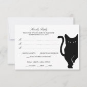 Moderne Whimsical Black Cat bruiloft RSVP (Voorkant)
