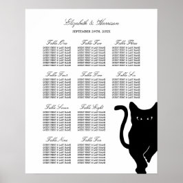 Moderne whimsical Black Cat Wedding Seating Chart Poster
