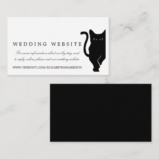 Moderne Whimsical Black Cat Wedding Website Invoeg Informatiekaartje (Voorkant / Achterkant)