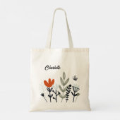 Moderne Whimsical Bloemige Gepersonaliseerde Naam Tote Bag (Achterkant)