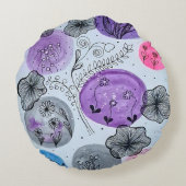 Moderne Whimsical Botanische Ronde Kussenhoes Rond Kussen (Achterkant)