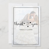 Moderne Whimsical Calligraphy Overlay Photo Weddin Bedankkaart (Voorkant)