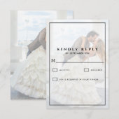 Moderne Whimsical Calligraphy Overlay Photo Weddin RSVP Kaartje (Voorkant / Achterkant)