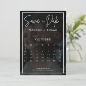 Moderne Whimsical Calligraphy Overlay Photo Weddin Save The Date (Staand voorkant)