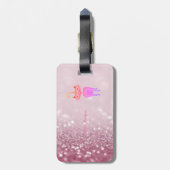 Moderne Whimsical Cat Glitter Bokeh - Persoonlijk Bagagelabel (Achterkant verticaal)