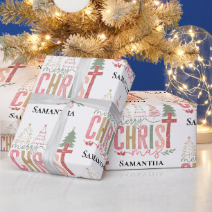 Moderne Whimsical Christ Mas Aanpasbare Kerstmis Cadeaupapier