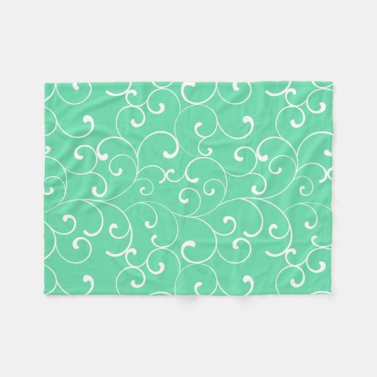 Moderne Whimsical Curls Aqua Fleece Deken (Voorkant (Horizontaal))
