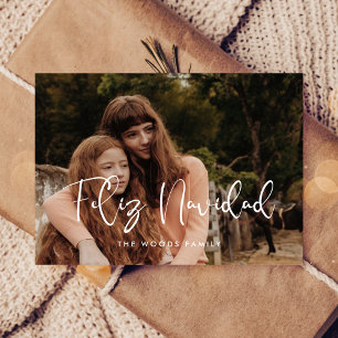 Moderne whimsical Feliz Navidad-kerstfoto Briefkaart