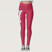 Moderne Whimsical Fun Rood Witte Kat Moeder Cartoo Leggings (Voorkant)