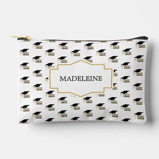 Moderne Whimsical Gouden Zwarte Afstudeerhoed Etui (Voorkant)