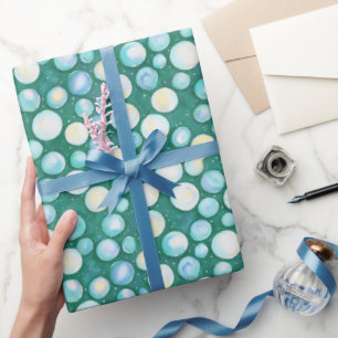 Moderne Whimsical Groen Blauwe Bel Sneeuw Aquarel Cadeaupapier