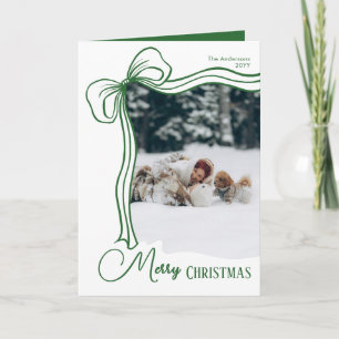 Moderne Whimsical Hand Getekende Boog Foto Kerstmi Feestdagen Kaart