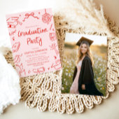 Moderne Whimsical Handgetekende Boog Afstudeerfees Kaart