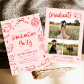 Moderne Whimsical Handgetekende Boog Afstudeerfees Kaart