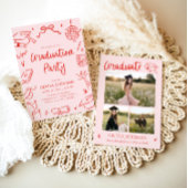 Moderne Whimsical Handgetekende Boog Afstudeerfees Kaart