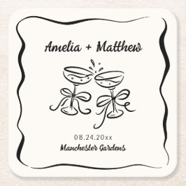 Moderne & Whimsical Handgetekende 'Save the Date' Kartonnen Onderzetters