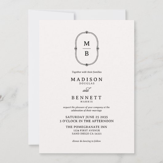 Moderne Whimsical Handgetekende Script Monogram Kaart (Voorkant)