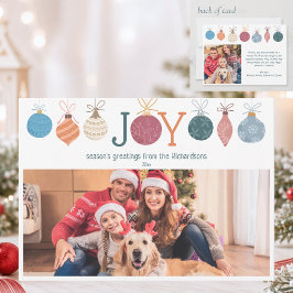 Moderne Whimsical JOY 2 Familie Foto Kerstmis Feestdagenkaart