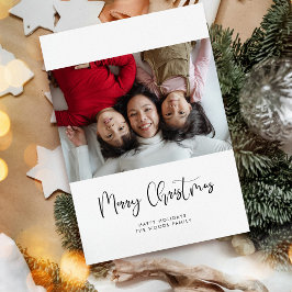 Moderne whimsical-kalligrafie Vroege kerstfoto Feestdagenkaart