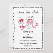 Moderne & Whimsical Martini Glas Olijf en Kers Kaart (Voorkant)