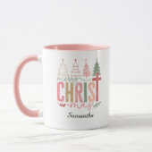 Moderne Whimsical Pastel Prettig Kerstmis Naam Mok (Links)