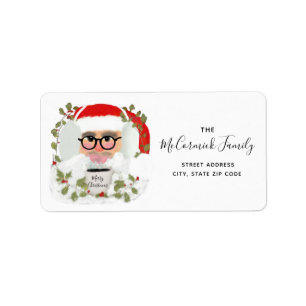 Moderne whimsical Santa Script Name Etiket