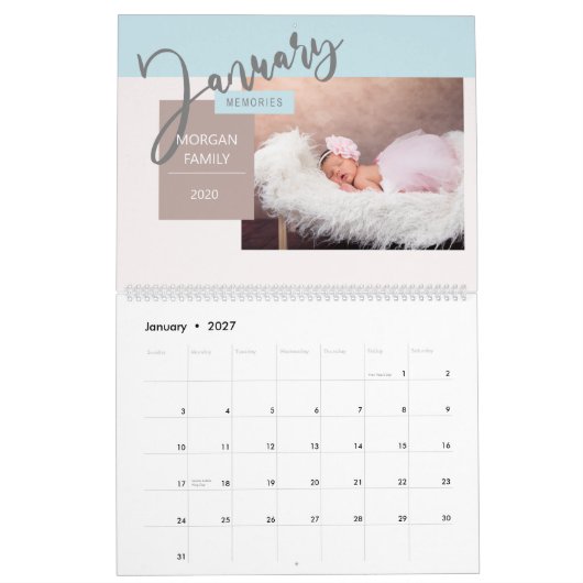 Moderne whimsical Script Memories Kalender (Jan 2027)