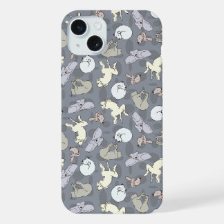 Moderne Whimsical Slaap Honden Vanilla op Grijs iPhone 15 Plus Case