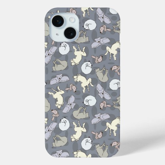 Moderne Whimsical Slaap Honden Vanille op Grijs Case-Mate iPhone Case (Achterkant)
