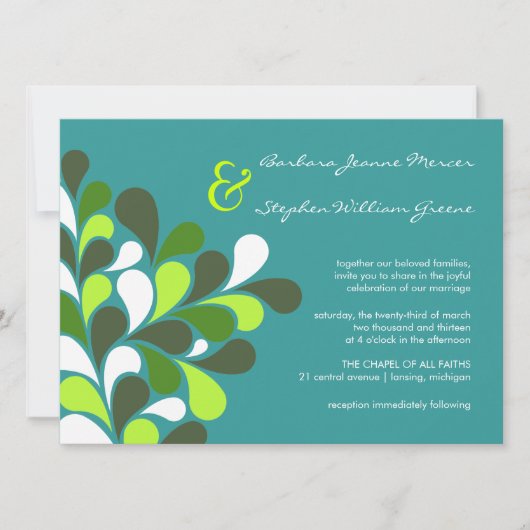 Moderne Whimsical Tree Wedding Invitations Kaart (Voorkant)