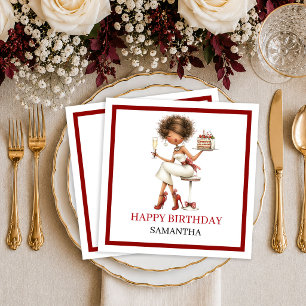 Moderne Whimsical Vrouw Burgundy Schrift Servetten