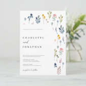 Moderne Whimsical Wildflower Wedding Kaart (Staand voorkant)
