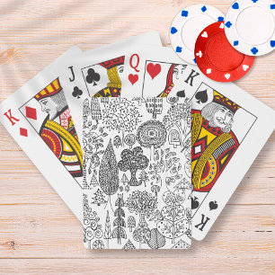 Moderne Whimsical Zwart-Wit Bomen Patroon Pokerkaarten