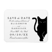 Moderne Whimsical Zwarte Kat Huwelijk Save The Dat Magneet (Horizontaal)