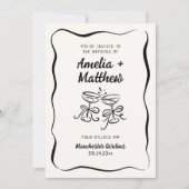 Moderne & Whimsicale Handgetekende Bruiloft Kaart (Voorkant)
