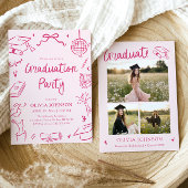 Moderne Whimsicale Handgetekende Roze Afstudeerfee Kaart