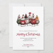 Moderne Whimsicale Kippen Kerstkaart (Voorkant)