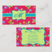 Moderne Whimsy Butterflies op Red Monogram Persona Visitekaartje (Voorkant / Achterkant)
