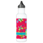 Moderne Whimsy Butterflies op Red Monogram Persona Waterfles (Links)
